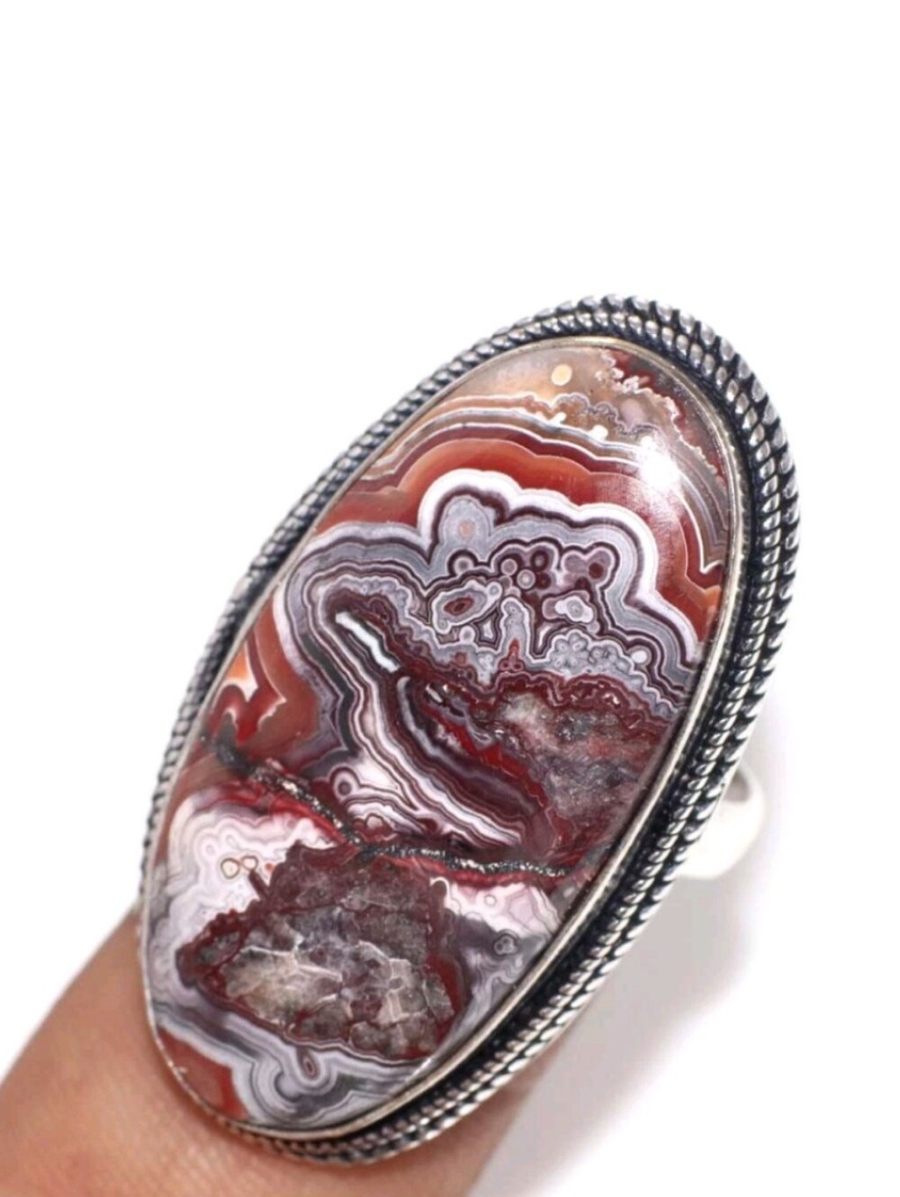 Lake Superior Agate Gemstone Jewelry 925 Sterling Silver Handmade Ring